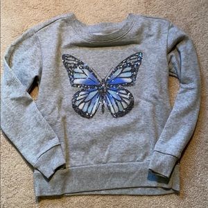 Girls Gap Gray Sequin Butterfly Sweatshirt Size 8
